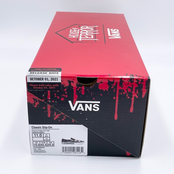 Vans House of Terror (Horror) Jason Voorhees FRIDAY THE 13TH Slip-On shoes Sz 11 - Picture 11 of 12